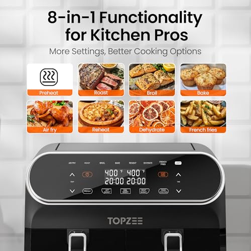 8-QT-Large-Air-Fryer-Dual-Basket-Airfryer-with-Easy-View-Windows-Preheat-Air-Fry-Roast-Broil-Bake-Dehydrate-2-Independent-4-QT-Nonstick-Dishwasher-Safe-Baskets-Black