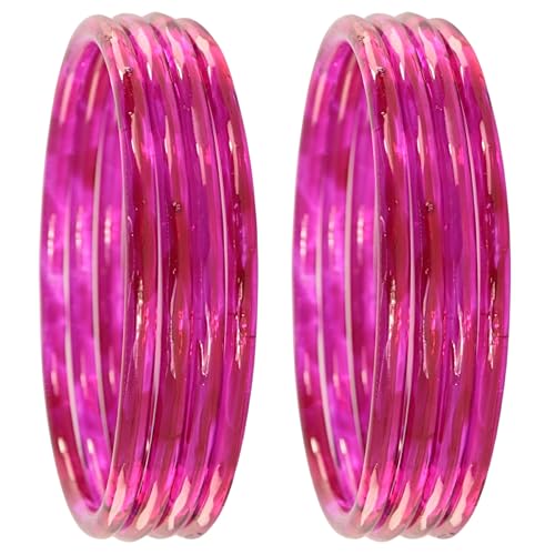 Image of ZULKA Designer Plain Glossy Glass Kada Set For Women & Girls With Diamond Cut Design | Fancy Designer Glass Bangles | Traditional Chudi | Kanch Ki Churi | Stylish Glass Kada For Wedding - Set Of 8
