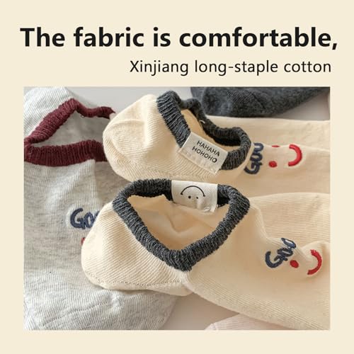 Image of Women's Pure Cotton Ankle Socks, Comfortable & Odor-Resistant, Sweat-Wicking with Seamless Toe, 5-Pack