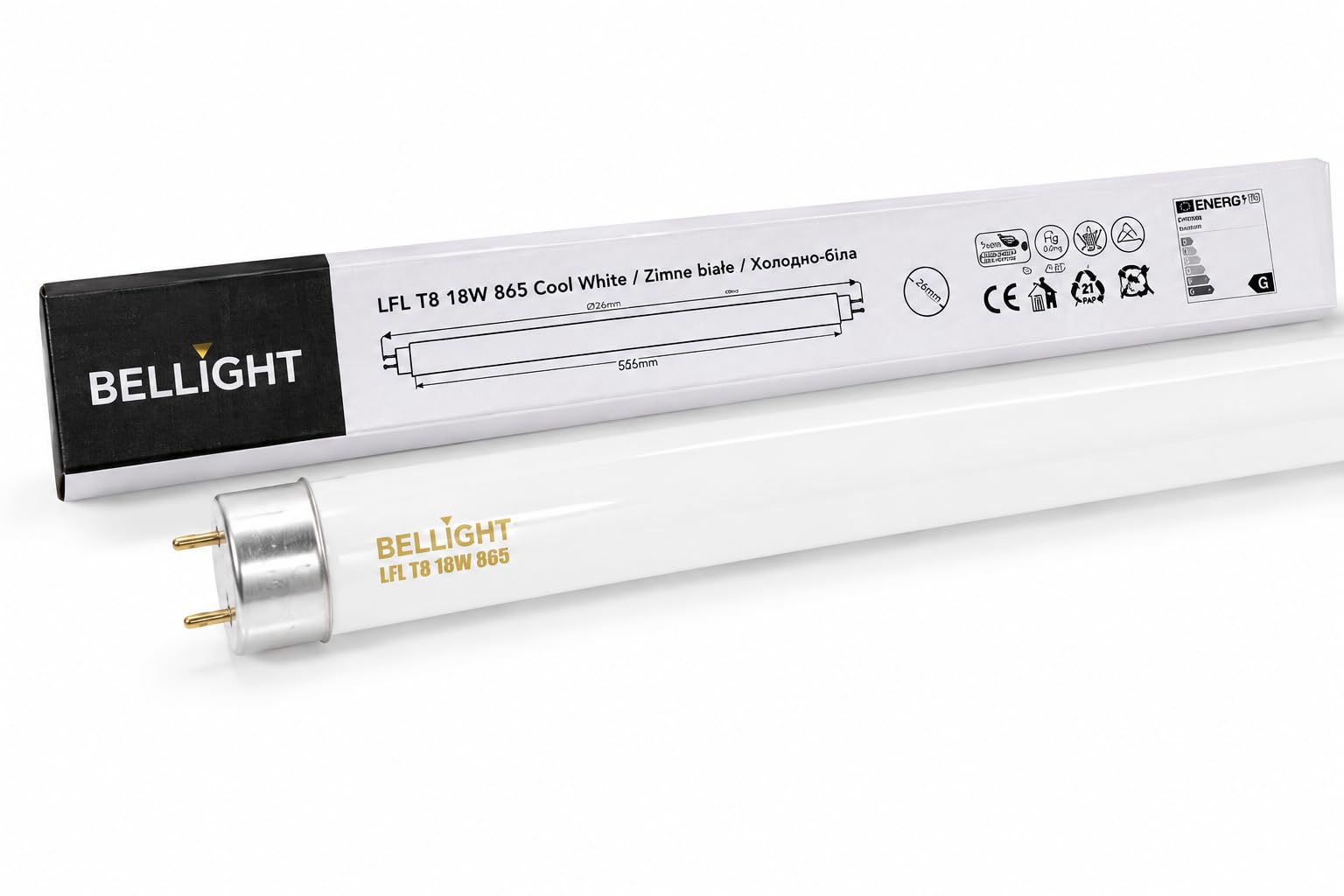 Pack 25x Tubo Fluorescente T8 18W | 6500K 865 Luz Fría Día | Casquillo G13 60cm | Ideal para Talleres, Laboratorios y Garajes sustituto Osram, Philips, Sylvania y otros.