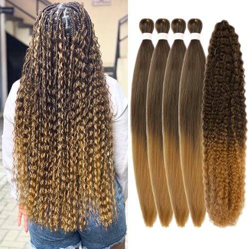 Gozill Braun Blond Ombre Flechthaar 5 Packungen