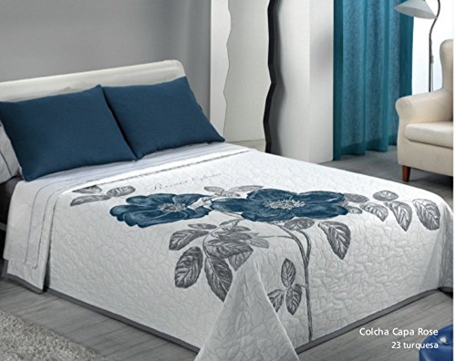 TEXTILONLINE - Colcha Capa Rose (Cama 150 cms, Turquesa)