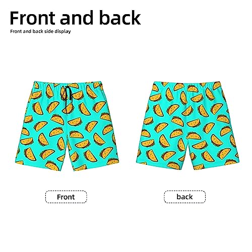 Boys Board Shorts Cute Cartoon Mexican Taco Boys Swim Trunks Shorts Teens Bathing Suit Swimwear4