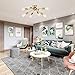 VINLUZ 8-Light Sputnik Chandelier Brushed Brass Semi Flush Mount Ceiling Light Modern Pendant Light for Kitchen Bathroom Dining Room Bed Room Hallway