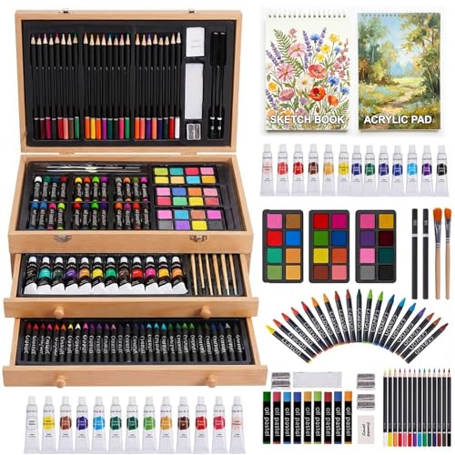 175-Pack Deluxe Wooden Art Set Drawing Painting...