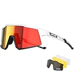 KAPVOE Polarized Cycling Glasses with 4 Interchangeable Lenses TR90 Sports Sunglasses Women Men Running MTB Bike Bicycle Accessories 10 Red White