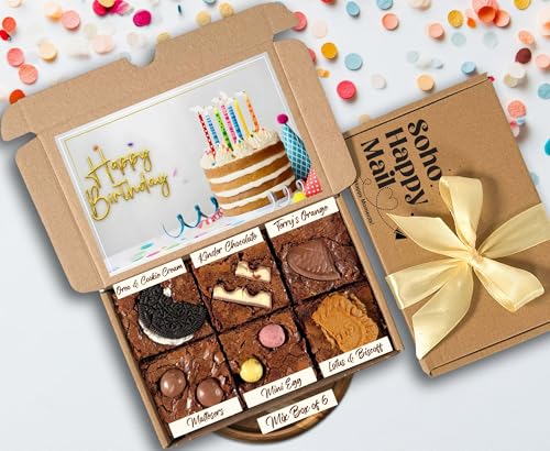 Handmade Chocolate Brownie - Birthday Brownie Gift (Box of 6)