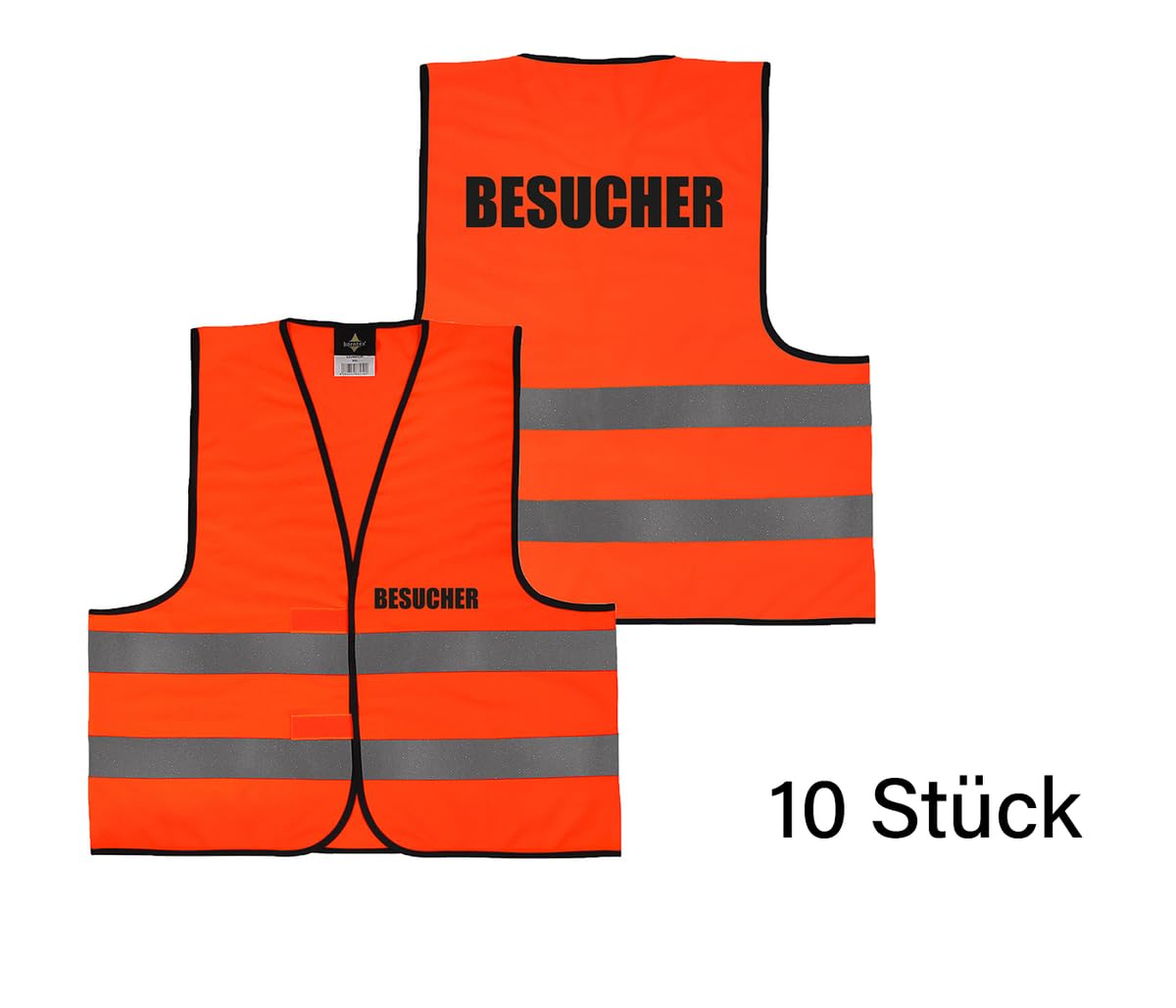 Warnweste BESUCHER – Sicherheitsweste mit Rücken & Front Druck – reflektierende Weste in Gelb/Orange – Größen M–6XL für Baustelle, Lager, Betrieb & Events