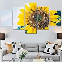 SIGNWIN 5 Panel Canvas Wall Art Bright Flowers for Home Decorations Ready to Hang - 60