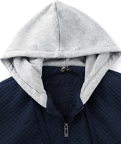 Image of GEEK LIGHTING Mens Fleece Lined Hoodies Zip Up Waffle Knit Thicken Hooded Sweatshirts Winter Jackets