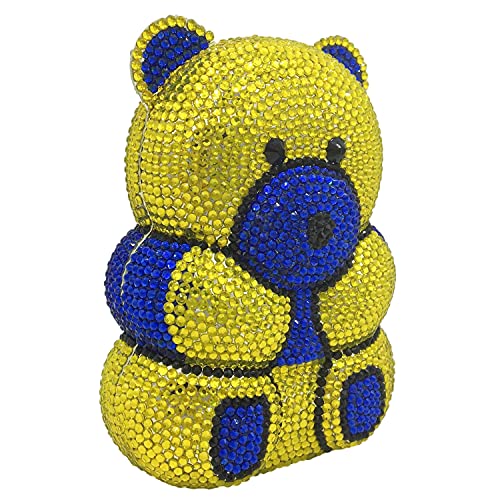 Image of Boutique De FGG Bear Evening Bags and clutches for Women Formal Crystal Clutch Purse Party Animal Rhinestone Handbags,Mini
