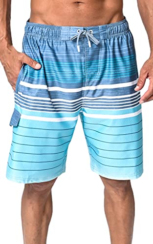 US Apparel Mens Swim Trunks with Pockets Swim Shorts Quick Dry 4-Way Stretch Material Mesh Lining Beach Swimwear Sea Green