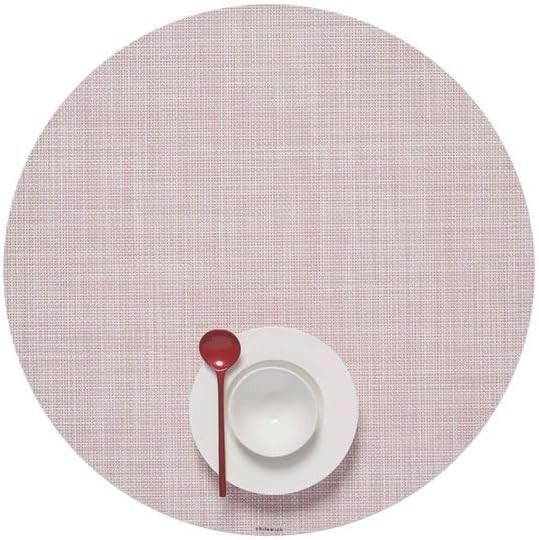 Chilewich Mini Basketweave Placemats in Blush - Set of 4 - Easy Care Woven Tabletop Textiles - Indoor/Outdoor - 15" Round