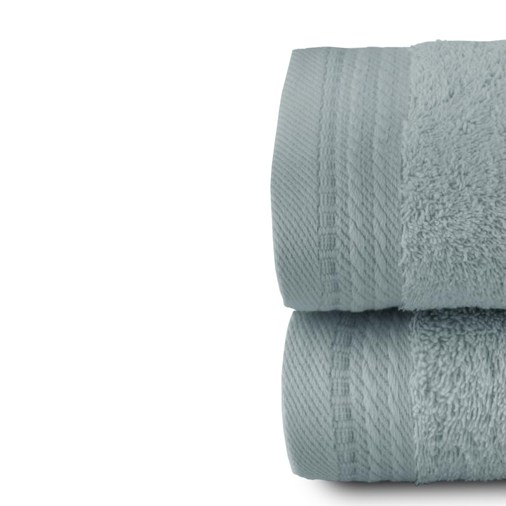 RIZO Top Towel Premium - Large Bath Towels - Bathroom Towels - 2 Face or Bidet Towels - 30 x 50 cm - 100% Cotton - 600 g - Water Green - Image 2