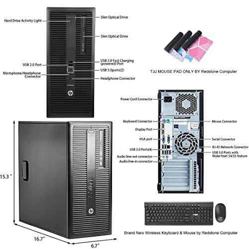 Hp Tower Computers Elitedesk 800 G2 Pc Tower,Intel Quad Core I7 Desktop,32Gb Ram 1Tb Ssd,3Tb Hdd,Dvd,Vga,Usb,Bt,Dp,Ax210 Built-In Wifi, Wireless K&M + Tjj Mouse Pad,Win10(Renewed) #TOP6