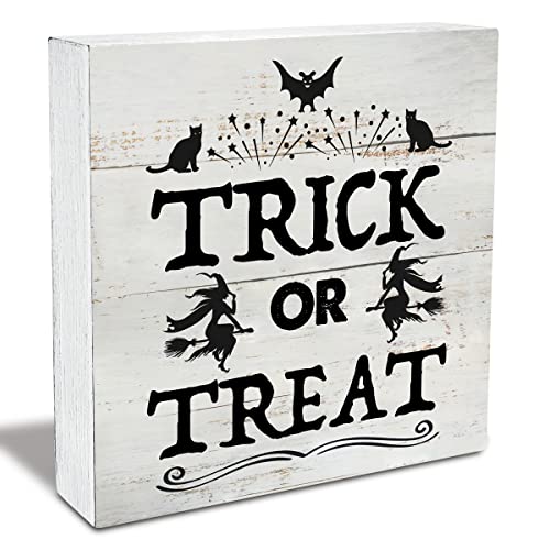Rustic-Trick-or-Treat-Wood-Box-Sign-Fall-Witches-Wooden-Box-Sign-Halloween-Sign-Farmhouse-Home-Desk-Shelf-Decor-5-X-5-Inch Rustic Trick or Treat Wood Box Sign Fall Witches Wooden Box Sign Halloween Sign Farmhouse Home Desk Shelf Decor 5 X 5 Inch