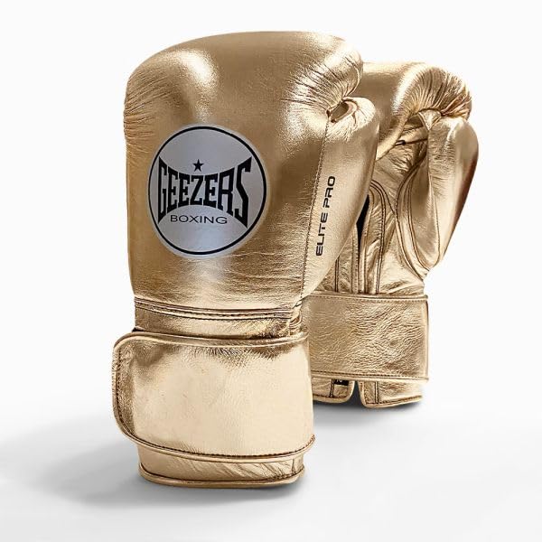 Geezers Boxing Elite Pro 2.0 Hook & Loop Sparring/Training Gloves - Mens, Womens Boxing Hook & Loop gloves - sparring gloves - ideal for heavy duty punch bags (Gold, 10oz)