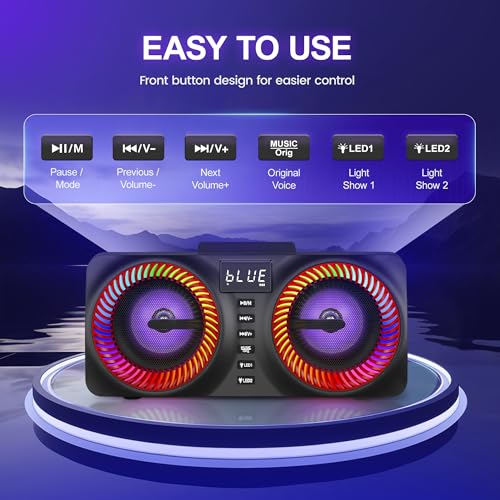 MusyVocay Système de Karaoké Portable, Enceinte Sono 30W avec 2 Microphones sans Fil UHF et Emplacement Rechargeables, Karaoké Complet pour Les Amis à la Maison – Image 7