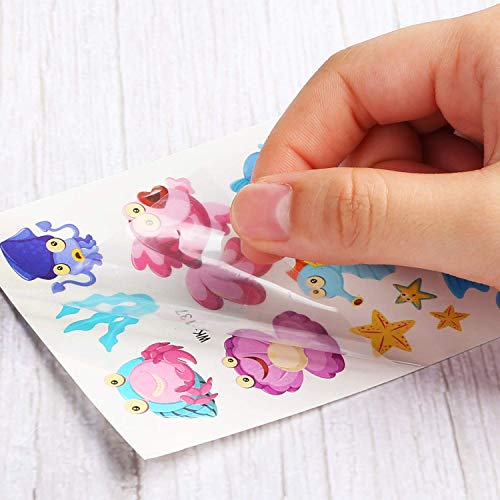 Phogary Kids Temporary Tattoos(20 Sheets), Sea World Theme Tattoos - Fish, Shark, Turtle, Seahorse, Sea Star, Octopus, Crab - Marine Life Patterns Fake Waterproof Tattoos For Boys Girls #TOP3