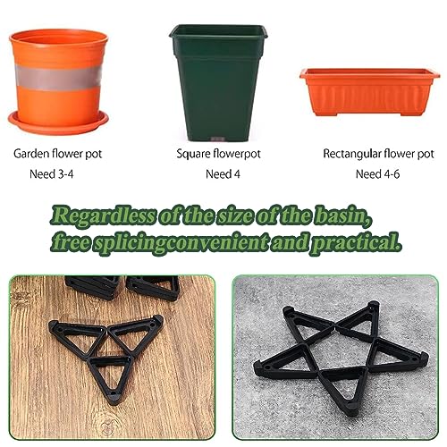 Menmamenma Flower Feet Pots Planters Risers Pot Plastic Triangle Toes Small Invisible Pots for Garden Plants,Indoor Outdoor Gardening Plant Holder (12pcs,Black) - Image 4