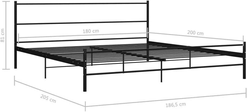 vidaXL Metal Bed Frame with detailed dimensions