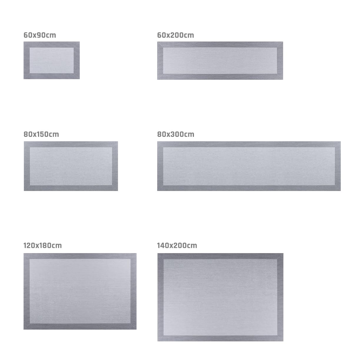 Tappeto Cucina vinile in tessuto Intrecciato Premium Lavabile, Antiscivolo, Antimacchia ed Extra Piatto. Tappeti Runner per Corridoio e Cucina di Massima Qualità Grigio con bordura 60x90 cm STORESDECO
