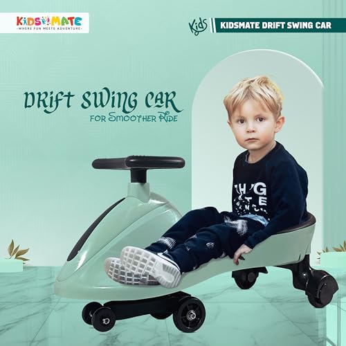 Image of Kidsmate Drift Swing Car for Kids - Ride-On Toy with PU Wheels, Non-Slip Pedals, and 360 Rotating Steering for Easy Navigate The Car for Ages 3 and Up (Sea Green1)