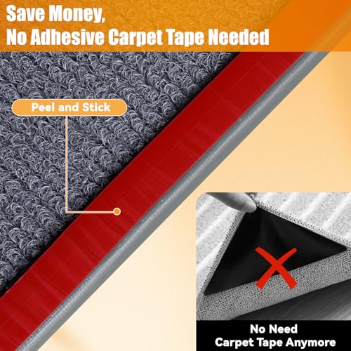 Borde de alfombra autoadhesivo de PVC gris con 20 pies de longitud 5