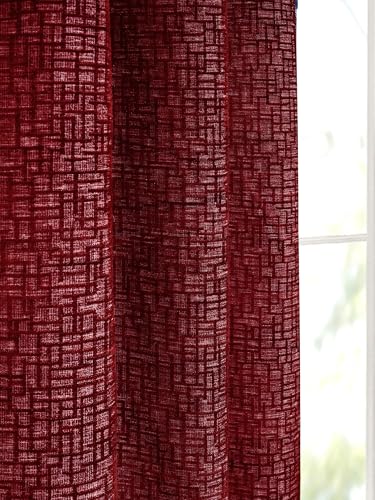 Image of Saral Home Tic tac Chenille Blackout Window Curtains 1pc,Maroon. 4x5 Ft