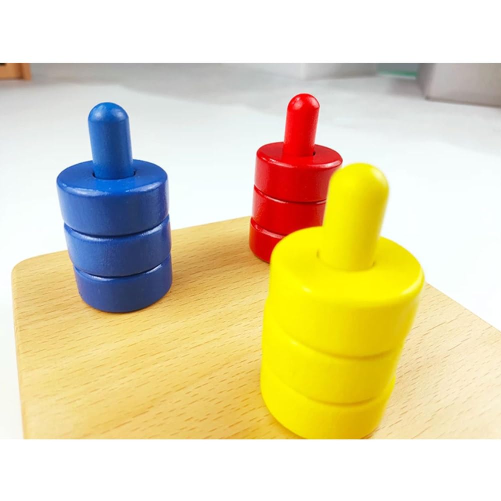 Juguete de apilamiento Montessori de madera con 3 colores para emparejar