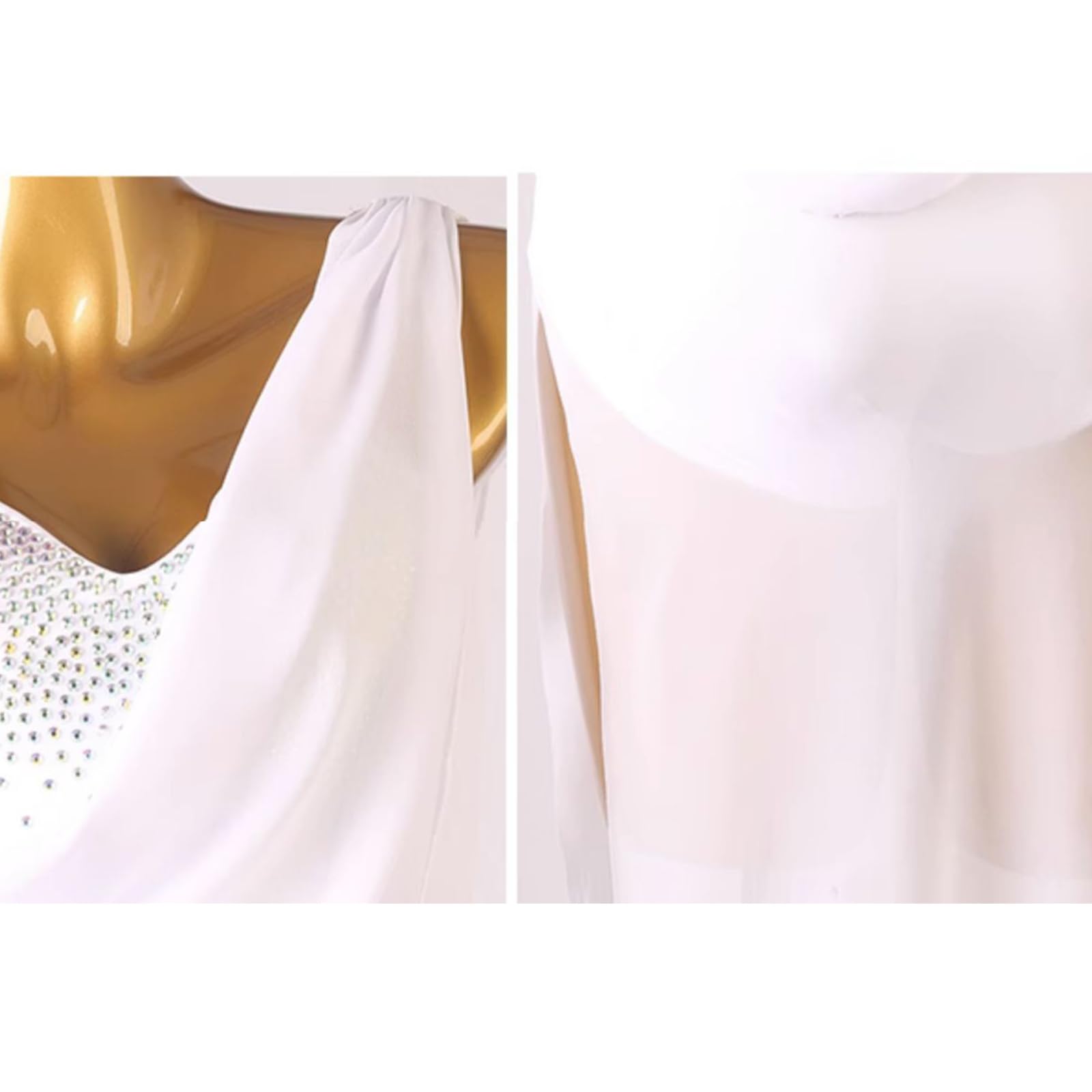 Damen Lyrisch Tanzkleid Ballettkleid Ärmellos Pailletten Trikot Mit Wickelrock Modern Contemporary Tanzkostüme Bühnenanzug