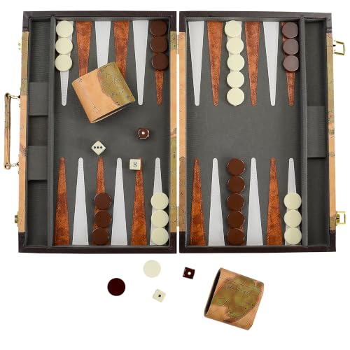 Backgammon Classic tablero de viaje 15" en cuero miniatura 6