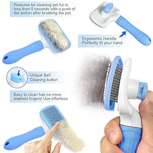   Atlamia-Self-Cleaning-Slicker-BrushDog-Brush-Cat-Brush-with-Massage-ParticlesRemoves-Loose-hair-TanglesSkin-Friendly-Promote-Circulation-Blue
