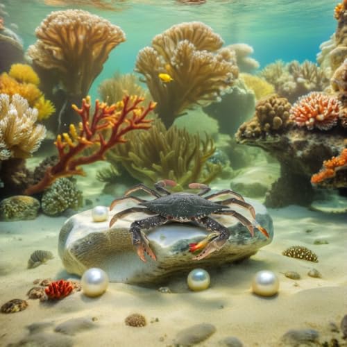 Image of TEHAUX Simulation Crab Model Aquarium Decor Realistic Marine Animal Ornament 6.49 Inch Plastic Fish Tank Decoration
