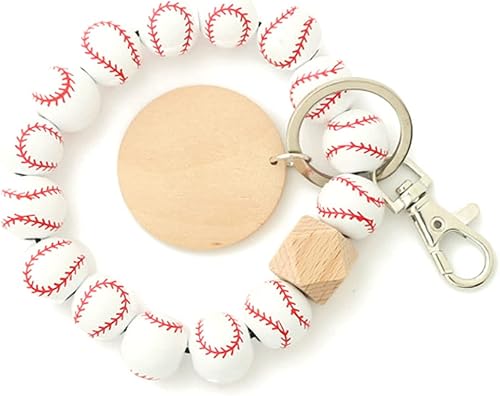 HUIXING ART Llavero de madera,Pulsera con cuentas llavero Wrislet,Llavero modelo de bola