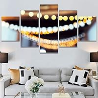 SIGNWIN 5 Panel Canvas Wall Art Modern Art Abstract Brushstroke Closeup Digital Art Minimalism Minimalist Multicolor Pastel for Home Decorations Ready to Hang - 60