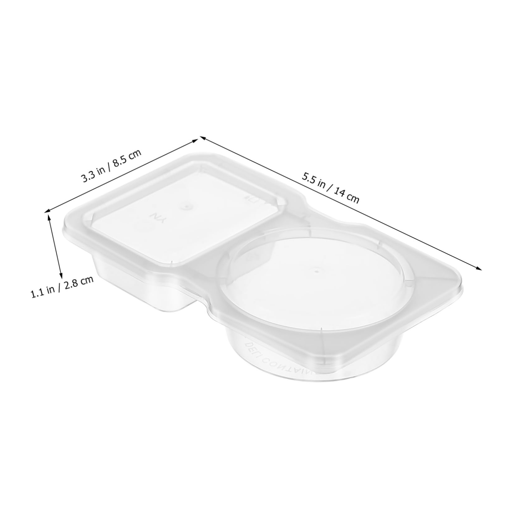 SOLUSTRE 2 Compartment Sauce Condiment Containers Plastic Portion Cups with Lids Dressing Container Set