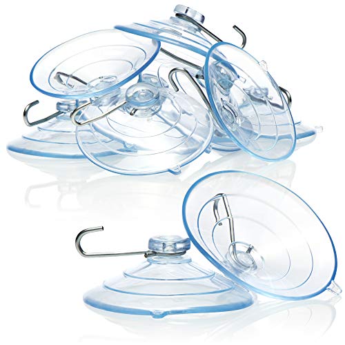 com-four® 10x Ventosa XL - Ventosas con Gancho de Metal - Ventosas para Colgar Luces de Hadas, Toallas, Decoraciones (Ø 6cm - 10 Piezas)