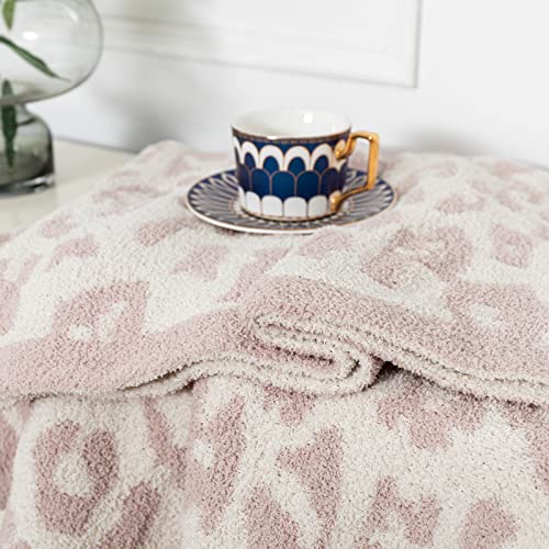 Leopard Pattern Throw Blanket Super Soft Luxurious Warm Throw Couch Reversible Blanket For Bed Sofa Chair Camping Travel Lightweight Blanket 50X60 In, Cream #TOP3