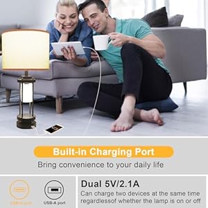 Table Lamps for Living Room, 27'' Tall Lamps Set of 2 with USB C+A Charge Ports, Retro Farmhouse Table Lamp for Night Stands, Rustic Bedsides Lamp with 2 Light, Industrial Nightstand Lamps for Bedroom Table Lamps for Living Room 27 Tall Lamps Set of 2 with USB CA Charge Ports Retro Farmhouse Table Lamp for Night Stands Rustic Bedsides Lamp with 2 Light Industrial Nightstand Lamps for Bedroom