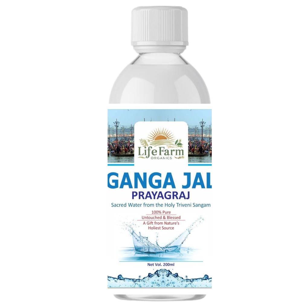 Ganga jal from Prayagraj-Pure and Original by Life Farm Organics- 1 Bottle - Genuine Holy Gangajal for Puja - Rituals and Religious Rites 500 ml