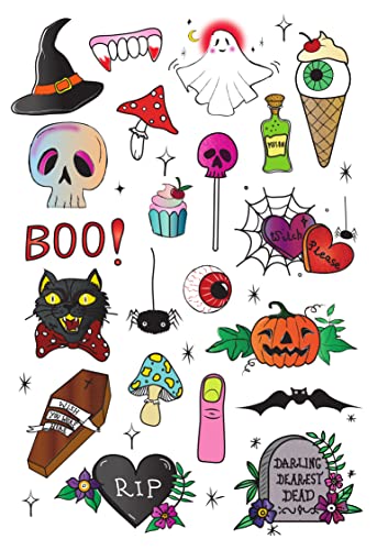 Tatsy Temporary Tattoo Set, The Halloween Set, Fake tattoos, Original, for Kids for Boys for Girls for Adults Unique Design