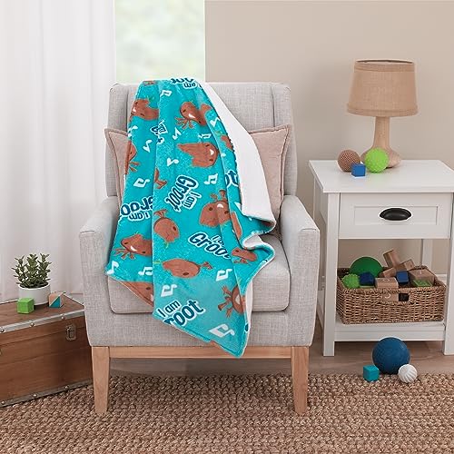 Image of NoJo Marvel I Am Groot Blue and Brown Super Soft Sherpa Baby Blanket