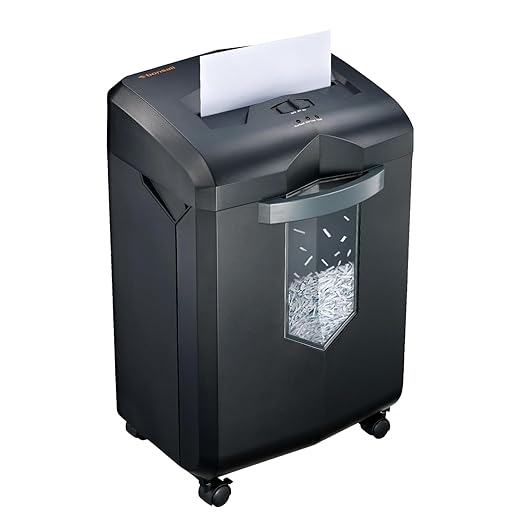 bonsaii 18 Sheet Heavy Duty Cross-Cut Paper and Credit Card Shredder, 6 Gallon Pullout Basket and 4 Casters, Black