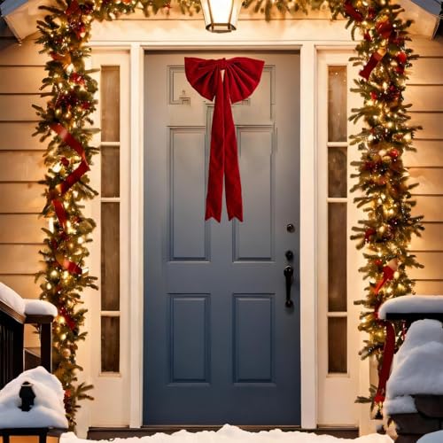 Grandes Lazos Navideños que No se Deforman en Puertas y Ventanas 3