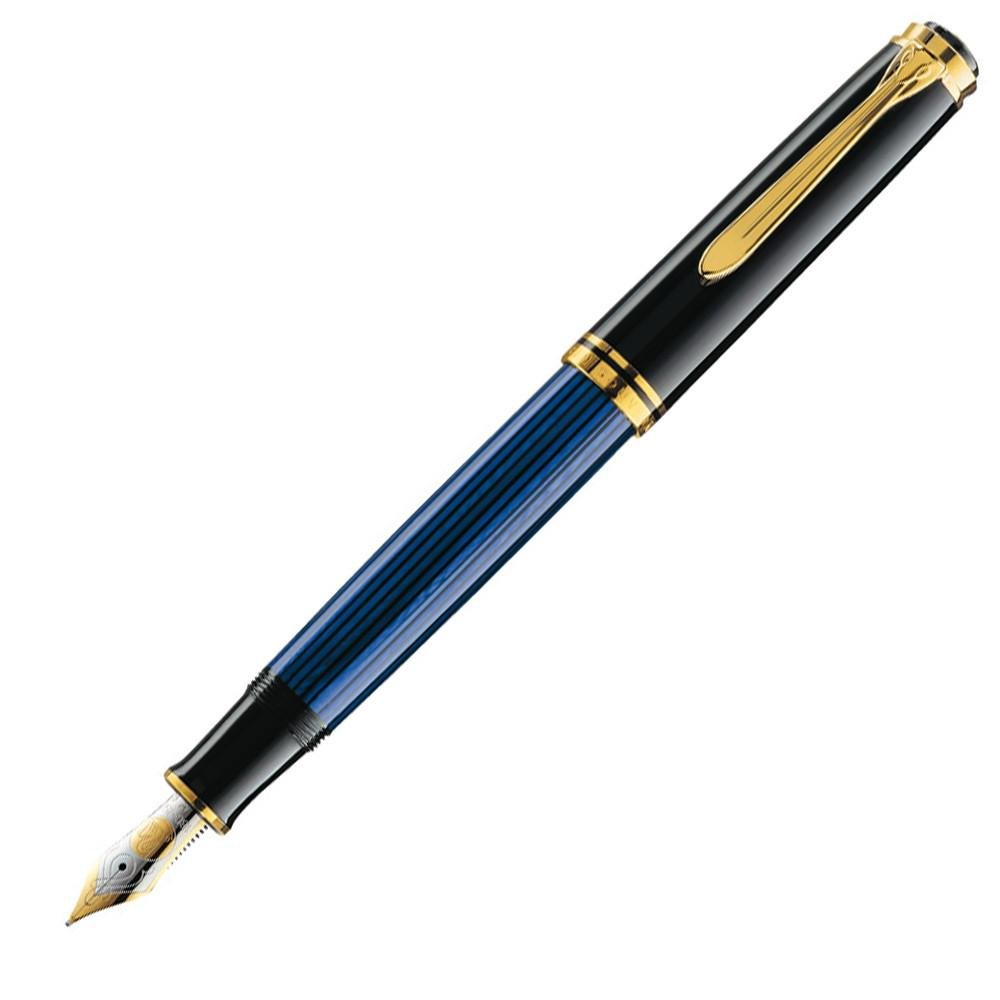 Pelikan Piston Sovereign - Pluma estilográfica de trazo medio, azul
