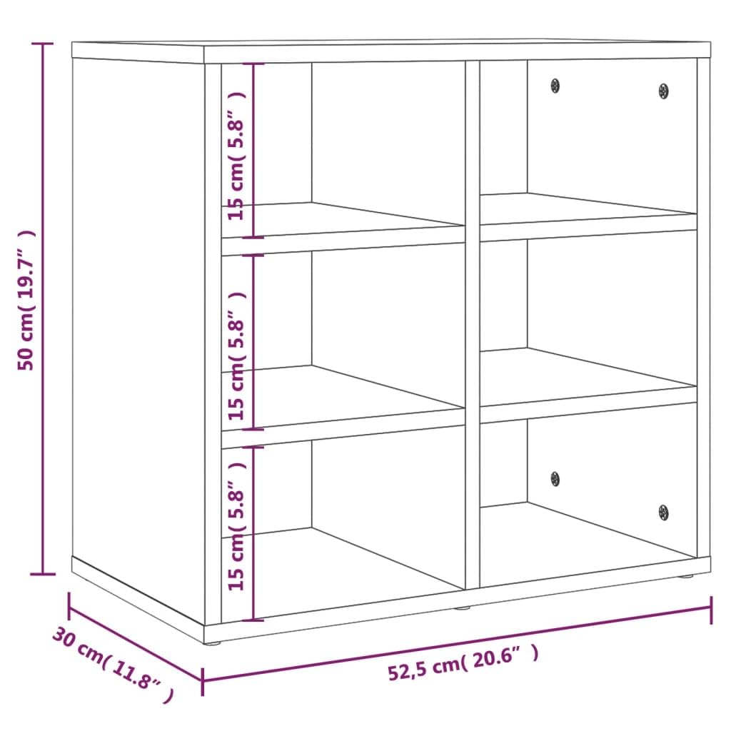 Armadio a scarpe, 52,5 x 30 x 50 cm, 6 scomparti | Legno Di Ingegneria Robusto, Montaggio A Parete O A Pavimento, Ventilazione, Manuale Incluso