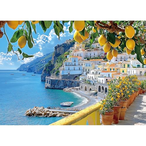 MINIWAN 500 Piece Amalfi Coast Puzzle, Premium Jigsaw Puzzle for Adults, Rustic Style, 23 x 15 Inches