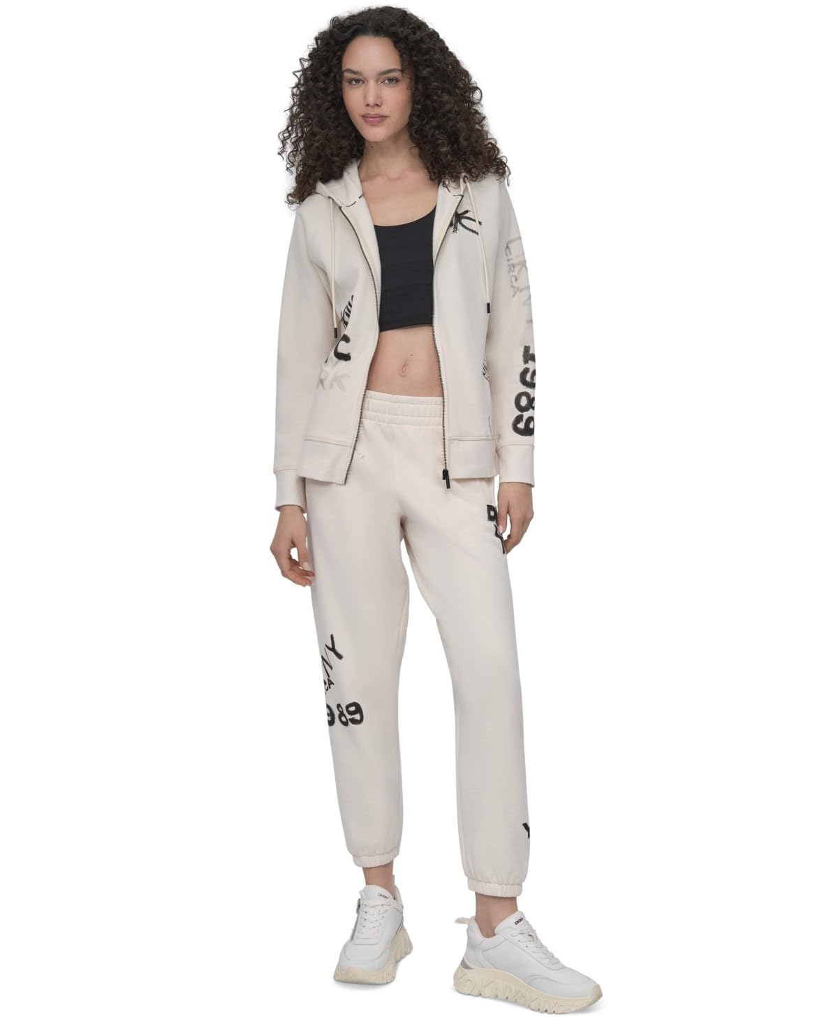 DKNY Women's Sweatshirt, Eggnog, Medium