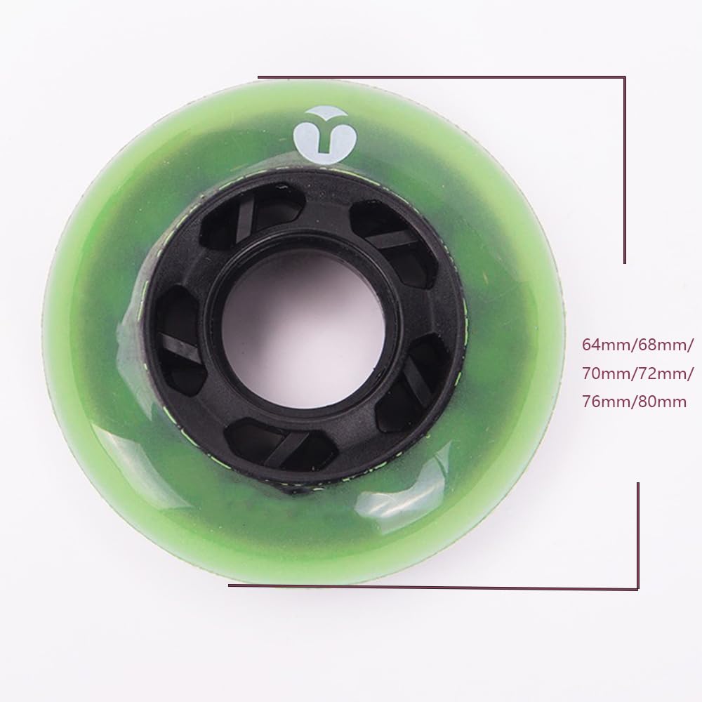 Confezione da 8 Ruote per Pattini in Linea da 64 mm 68 mm 70 mm 72 mm 76 mm E 80 mm Ruote di Ricambio per Pattini in Linea 82A-85A per Interni Ed Esterni con Cuscinetti ABEC-9 (Rosa 76 mm)